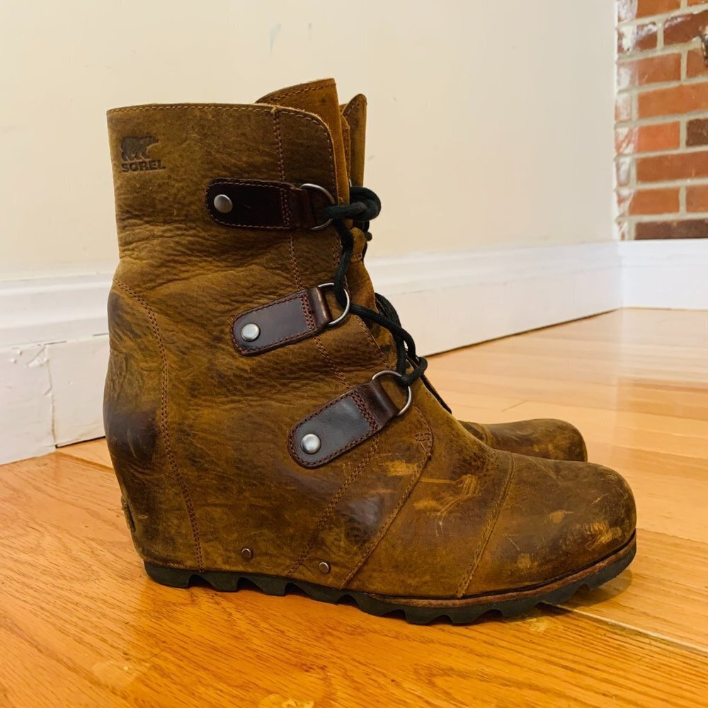 Sorel JOAN Of ARTIC WEDGE BOOTS KETTLE!! Lace Up Waterproof Women Size 11 - Picture 2 of 13